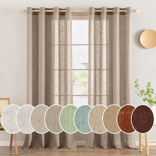Vista 18 de MIULEE Cortinas de Lino Aqua de 72 Pulgadas de Largo para Dormitorio y Sala de Estar, Cortinas de Ventana con Textura de Lino Suave y Grueso, Semi