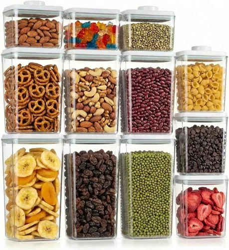 Vista 8 de Pop Recipientes herméticos de almacenamiento de alimentos con tapas, recipientes apilables para organización de despensa de cocina, ideales