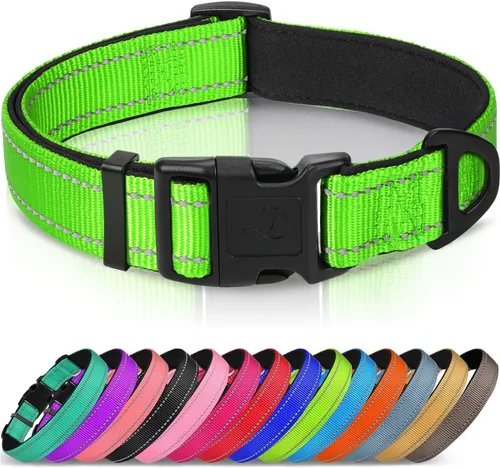 Vista 12 de Joytale - Collar reflectante para perro, collar de nailon transpirable con acolchado de neopreno suave para mascotas, ajustable para perros grandes