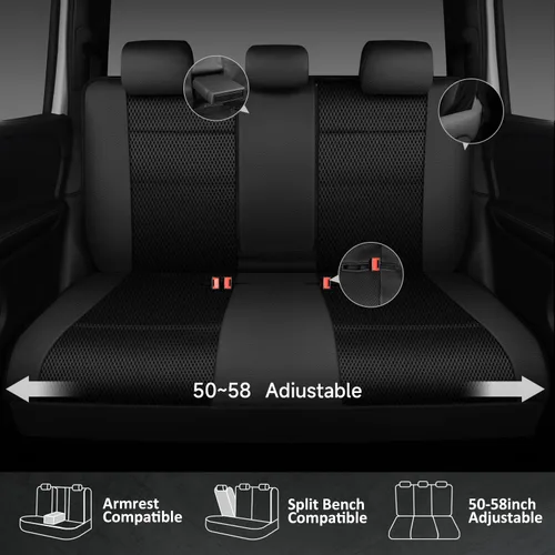 Vista 4 de CAR PASS Fundas de Asiento de Cuero de Malla de Aire Transpirable Cubierta de Asiento de Automóvil Juego Completo Esponja Súper de 5mm