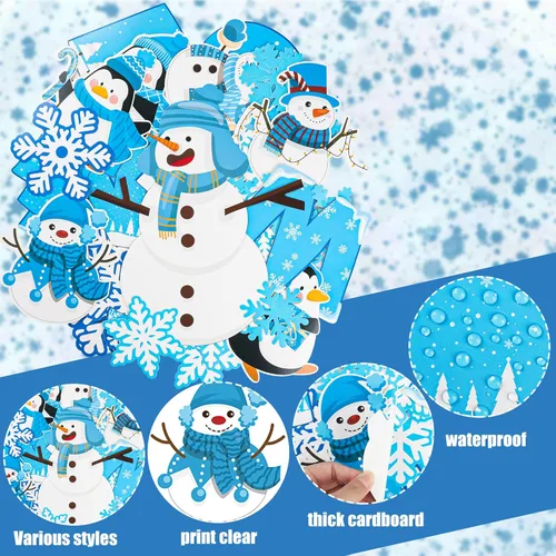 Vista 3 de 94 piezas de decoración de tablón de anuncios de invierno para el aula, árbol de copo de nieve Let it Snow, decoración de aula, copo de nieve