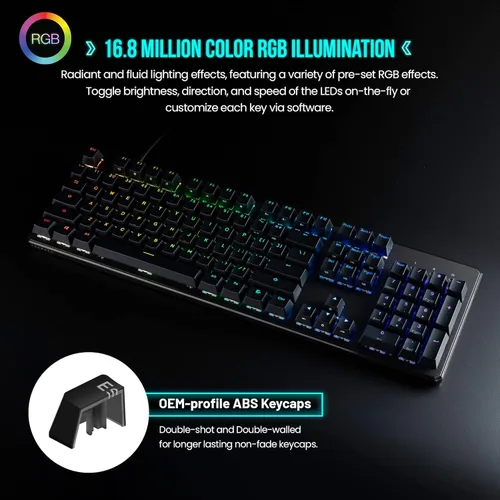 Vista 3 de TECWARE Teclado mecánico Phantom+ de 87 teclas, LED RGB, interruptor rosa Wraith