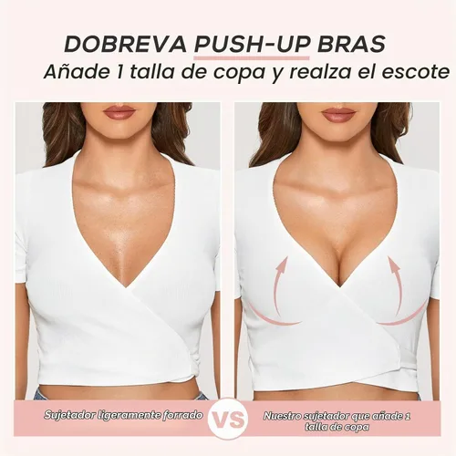 Vista 2 de DOBREVA - Brasier de encaje con efecto push up para mujer, con aros, con inmersión, cobertura completa, sexy, talla grande, con soporte Beige