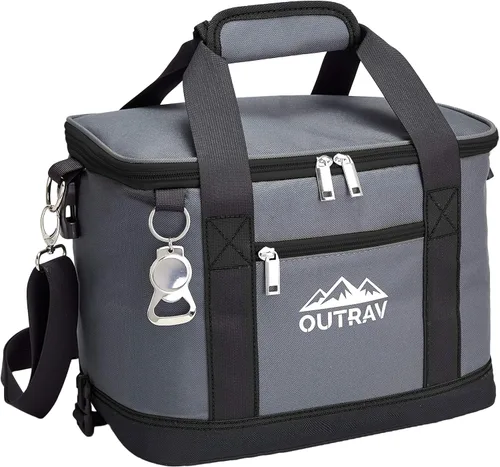 Vista 6 de Bolsa térmica plegable aislada – Bolsa térmica de almuerzo de 6 litros con abridor de botellas, capacidad para 16 latas, perfecta para camping