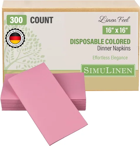 Vista 31 de SimuLinen Servilletas de Papel Desechables con Sensación de Lino Rosa Antiguo Rosa Empolvado – Servilletas de Cena de Boda Tipo Tela, Papel de Lujo