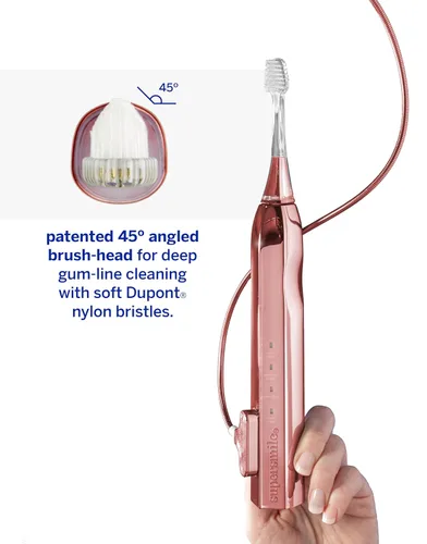 Vista 5 de Supersmile Zina45™ Cepillo de dientes sónico de pulso Deluxe – Cepillo eléctrico recargable con cabezal angular y estuche de viaje – para dientes