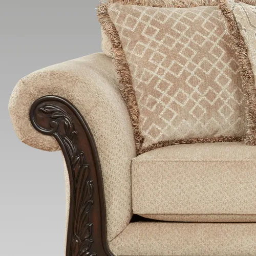 Vista 9 de Hernen - Juego de 5 piezas con marco de madera tallada, color beige trigo