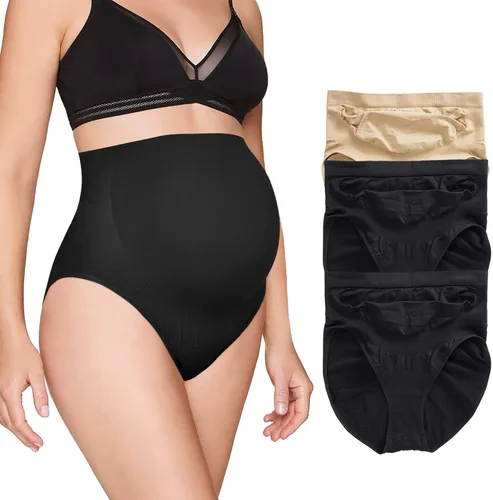 BRABIC Bragas de maternidad sin costuras para mujer ropa interior de embarazo de cintura alta calzoncillos de apoyo para el vientre sobre golpes