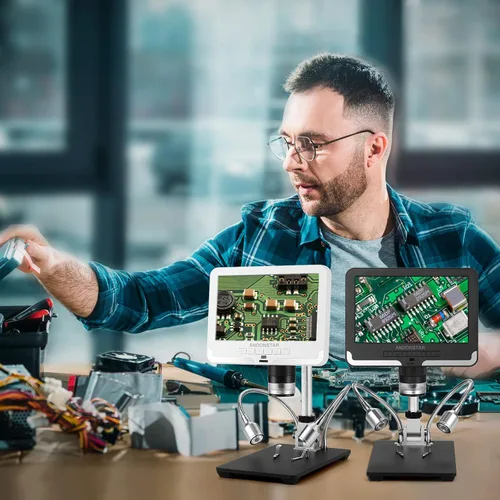 Vista 5 de Andonstar AD206 microscopio digital LCD para soldar con pantalla de 7 pulgadas Microscopio electrónico 200X Ampliación Zoom para reparación