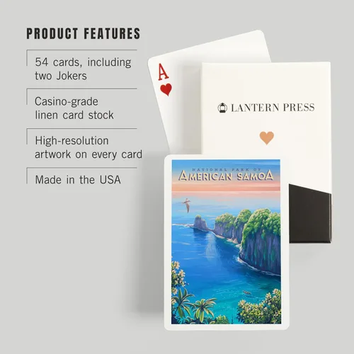 Vista 3 de Lantern Press Parque Nacional de Samoa Americana, pintura al óleo (52 cartas de juego, baraja de cartas de tamaño póquer con Jokers)