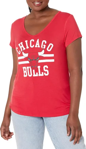 Vista 51 de Ultra Game Camiseta de mujer NBA Oficial con cuello en V y strass de manga corta