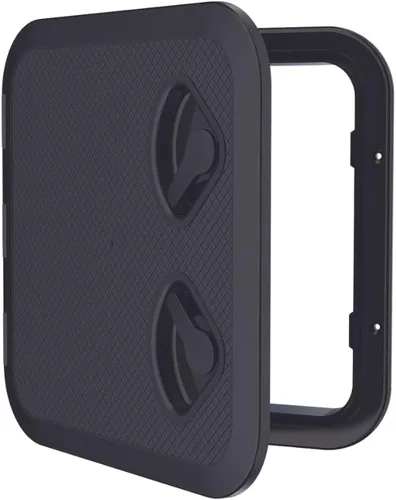 Vista 26 de SEAFLO Escotilla de acceso rectangular para cubierta de barco marino - Blanco/Negro, con cerradura y llave/Regular