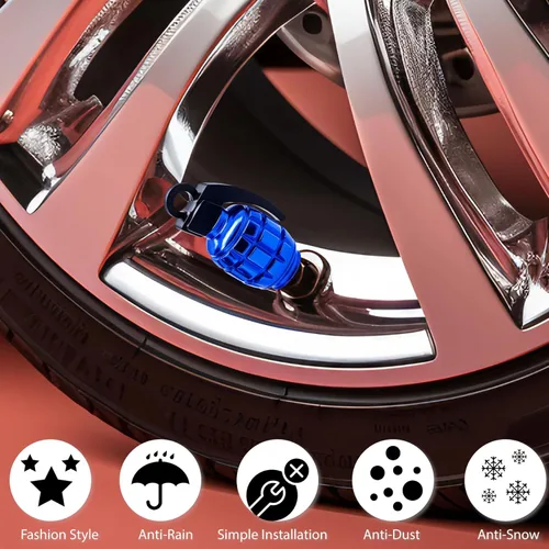 Vista 86 de 4 tapas de válvula de neumático, cubiertas universales de válvula de neumático de aleación de aluminio para automóviles, camiones, SUV, Negro