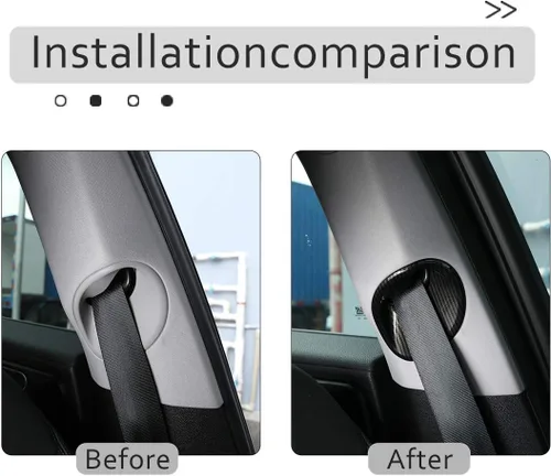 Vista 2 de ABS coche interior cinturón de seguridad delantero cinturón de seguridad cubierta ajuste adhesivo para Alfa Romeo Giulia 2017 2018 2019 Auto Fibra