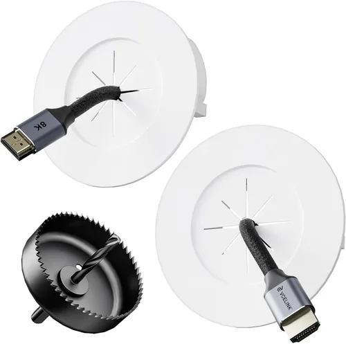 Vista 9 de VCELINK Kit de gestión de cables en pared, mini cable de pared de 2.44 pulgadas (2.441 in) para cables de TV/coaxial/HDMI/altavoces, incluye 2