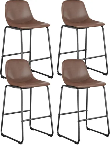 Vista 15 de Rfiver Taburetes de bar de cuero sintético PU Set de 2, Taburetes de pub industriales con respaldo y reposapiés, Sillas de bar modernas sin brazos
