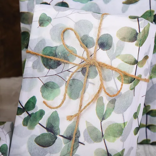 Vista 6 de 100 hojas de papel de seda de eucalipto reciclable vegetación botánica bolsa de embalaje para bodas, cumpleaños, duchas, manualidades, decoración