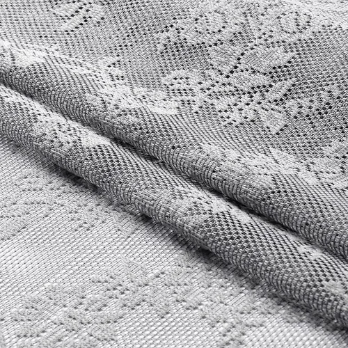 Vista 5 de Lotusolution Cortinas traslúcidas de encaje gris para dormitorio, 55 x 54 pulgadas, paneles de cortina de encaje con rosas florales francesas