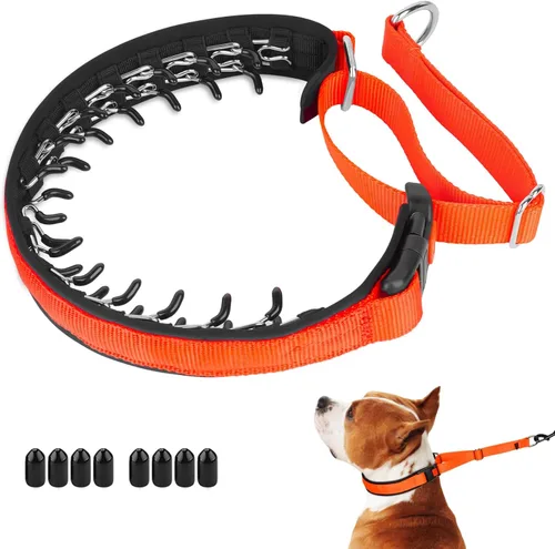 Vista 19 de Mayerzon Collar para perro, patentado Martingala, collar antitirones para perros pequeños, medianos y grandes, con hebilla para paseo y Negro