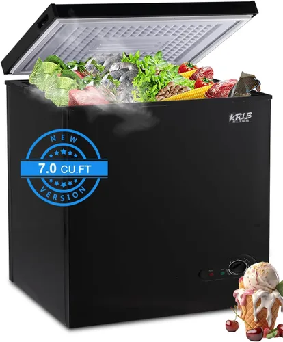 Vista 11 de Mini Chest Freezer 3.5 Cu.Ft 7 Gears Temperature Control Compact Deep Freezer with Top Open Door and Removable Storage Basket Black