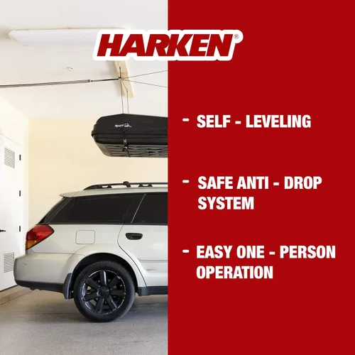 Vista 2 de HARKEN - Elevador de techo para almacenamiento de garaje Sistema de 4 puntos Para techos de 10 pies hasta 45 libras/20 kg de carga máxima