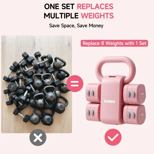 Vista 8 de Adjustable Kettlebell Dumbbell Set, 2-in-1 Dumbbells & Kettlebell, Hand Weights Free Weights for Women Beginners with Fast Adjustment,Weights Set