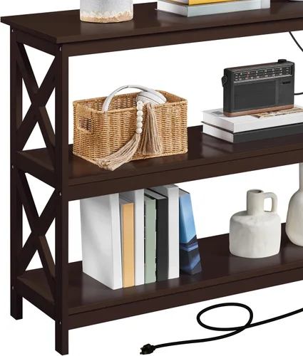 Vista 59 de Yaheetech Soportes de televisión y centros de entretenimiento con estante de almacenamiento de 3 niveles para sala de estar, gris