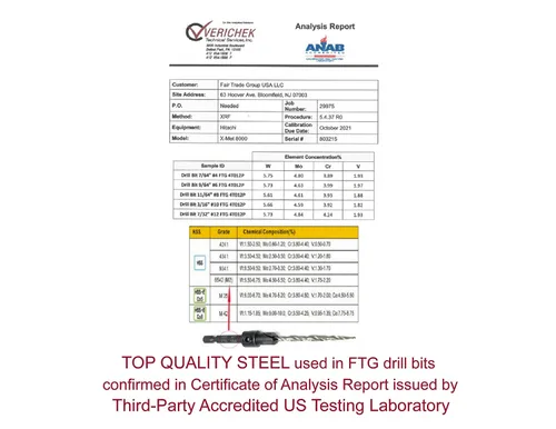 Vista 3 de FTG USA Juego de brocas avellanadoras de madera ajustable, 5 piezas, broca avellanadora #4 #6 #8 #10 #12 con broca cónica para carpintería