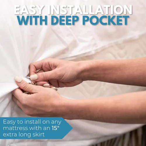 Vista 6 de Funda de colchón impermeable de alta calidad con cremallera de 54 x 75 pulgadas, 100% algodón, hipoalergénica, funda de colchón de seis caras