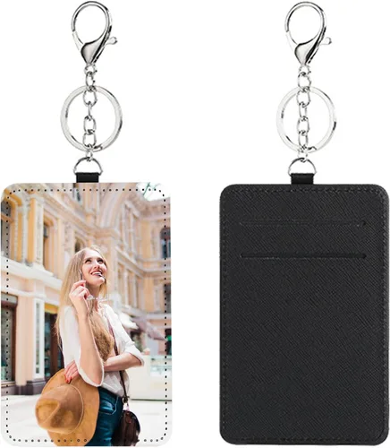 Vista 5 de Personalized card holder for women, slim leather card holder wallet coin wallet with keychain