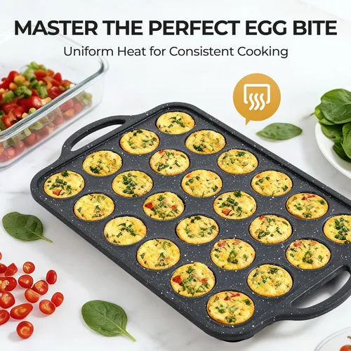 Vista 2 de 24-Cup Mini Silicone Muffin Pan with Reinforced Steel Frame, Non-Stick, BPA-Free, for Bite-Sized Cupcakes, Appetizers, and Egg Bites, Dishwasher Safe