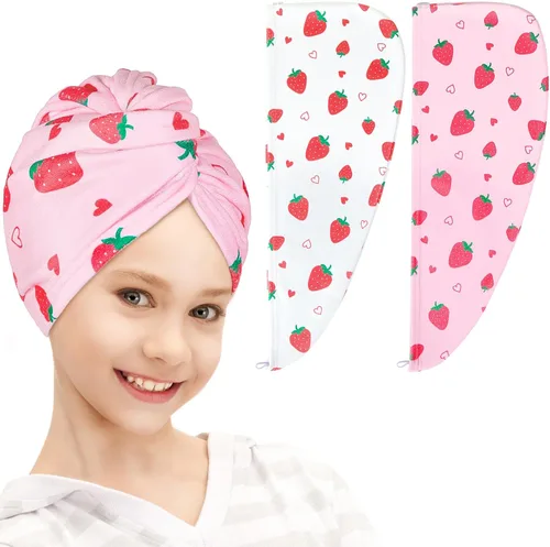 Vista 16 de FIOBEE Toalla Envolvente de Microfibra para el Cabello para Niños, Toalla de Secado Rápido, Turbantes Absorbentes para Cabello Húmedo con Botón