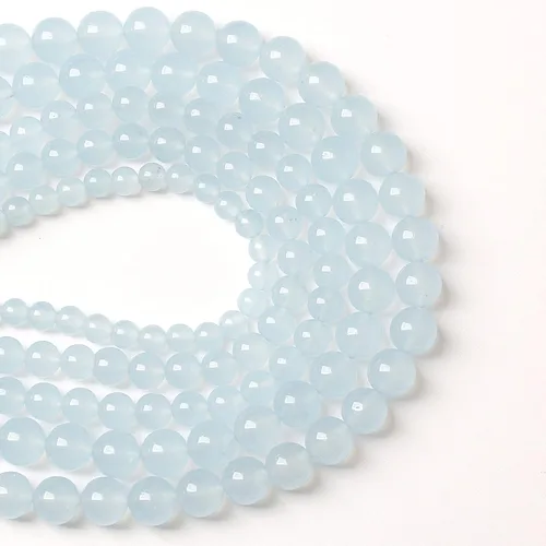 Vista 27 de 4MM 86 piezas Cuentas sueltas de piedra natural de amazonita calcedonia para hacer joyería DIY Pulsera Collar 1 hebra