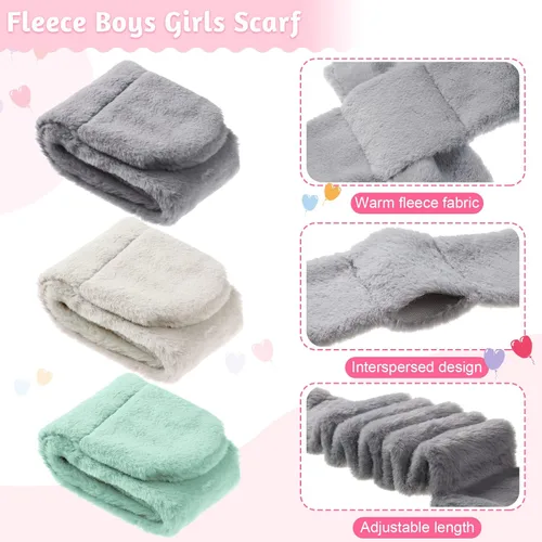 Vista 3 de Bufanda de forro polar de invierno para niños, bufanda ajustable para niños, bufanda calentador de cuello para niños, 3 piezas