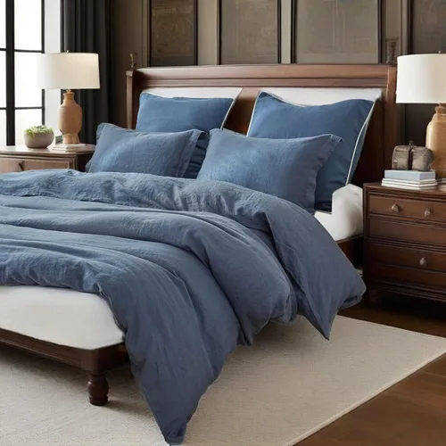 Vista 24 de Simple&Opulence Juego de funda de edredón 100% lino, lino francés natural, color rosa rubor, tamaño individual, funda de edredón de lino