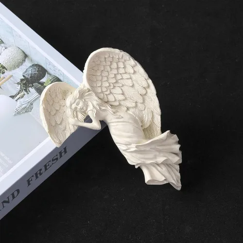 Vista 4 de Ángel de Rincón con Escultura de Alas - Decoración de Marco de Puerta, Estatua de Ángel 3D para el Hogar (Derecha)