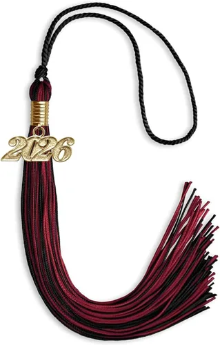 Vista 131 de Endea Graduation - Borla de doble color mixto con fecha dorada (negro/dorado antiguo, 2021)