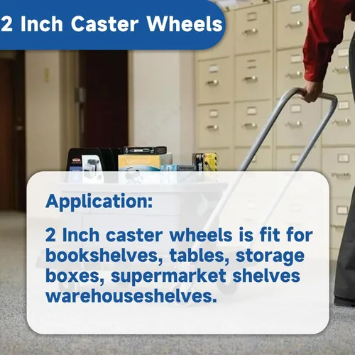 Vista 6 de WFLNHB Paquete de 24 ruedas giratorias de 2 pulgadas, base de goma con placa superior y rodamiento, ajuste resistente para mesas de té, estantes