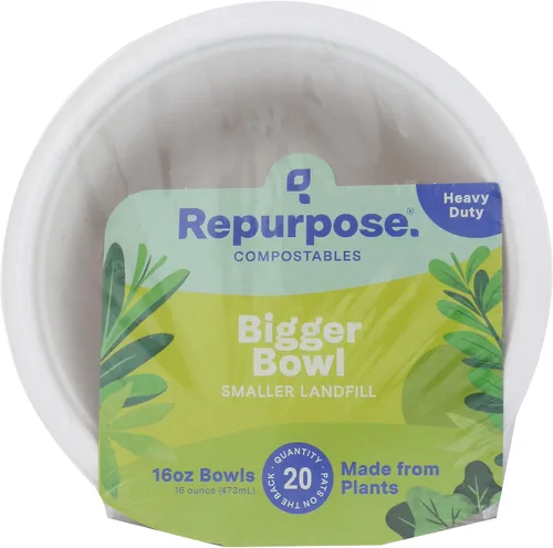 Repurpose Compostables Cuencos de 16 onzas, compostables, 20 unidades