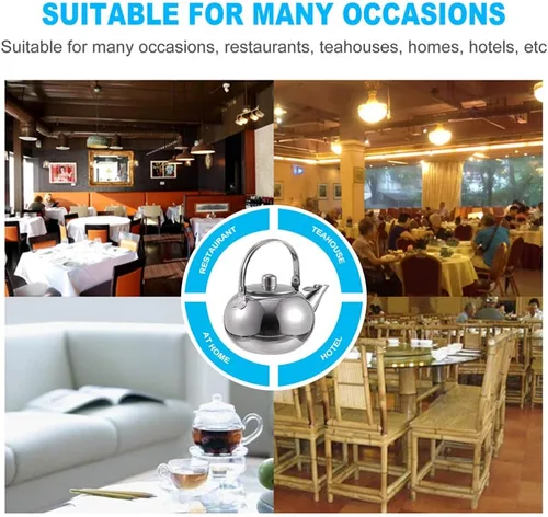 Vista 3 de HANABASS Colador de té de acero inoxidable Hervidor de té Hervidor de té Estufa Tetera Silbante Tetera clásica Tetera de acero inoxidable Tetera
