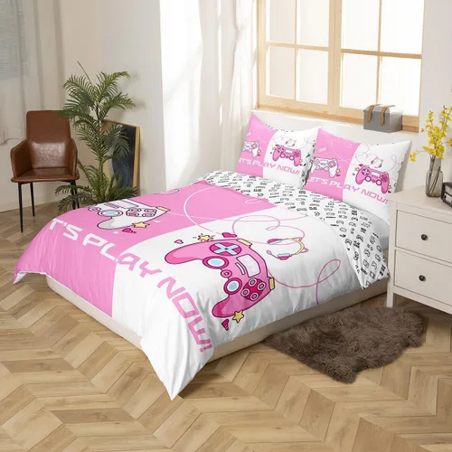 Vista 3 de Erosebridal Juego de ropa de cama con estampado de videojuegos para niños, tamaño King, funda de edredón para niñas, niños, adolescentes, decoración