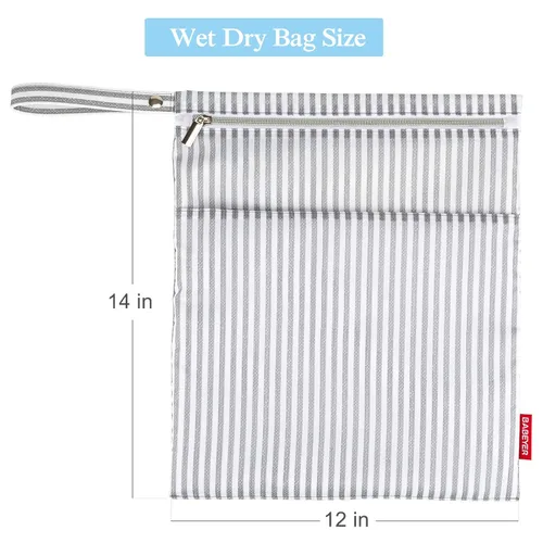 Vista 3 de 2 bolsas húmedas y secas para pañales de tela para bebé, impermeables, lavables, reutilizables, con dos bolsillos con cremallera para ropa sucia