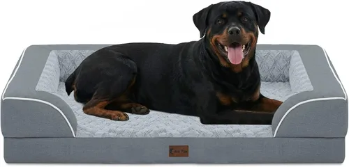 Vista 17 de Camas ortopédicas para perros de tamaño grande, cama grande de espuma viscoelástica impermeable para mascotas con lados de 36 x 27 pulgadas