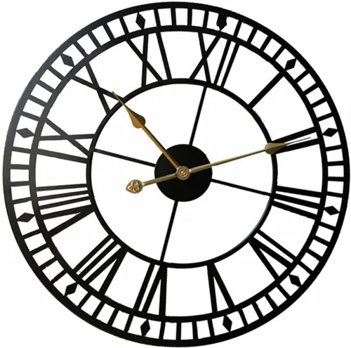 Amosfun 1pc Roman Numerals Iron Art Wall Clock Silent Timepiece for Home Decor Stylish Clock for Living Room Bedroom Office