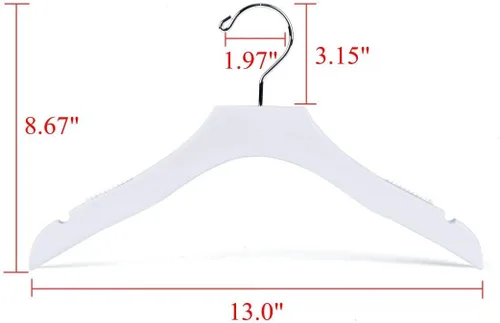 Vista 3 de Percha de madera blanca de calidad para niños, diseño de lujo, gancho giratorio cromado (10, 13 pulgadas)