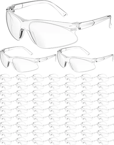 Vista 7 de Xuhal 100 pares de gafas de seguridad a granel transparentes protección ocular Ansi Z87.1 protección sobre gafas