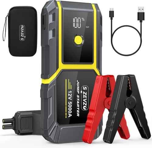 S ZEVZO H021 Car Jump Starter, Peak 5000A Jump Starter Battery Pack for Up to 10.0L Gas and 8.0L Diesel Engines, 12V Portable Jump Box with LCD