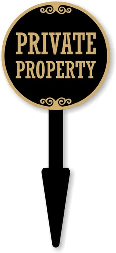 SmartSign Letrero de propiedad privada para césped y exteriores, de un solo lado, 17 x 7.5 pulgadas, placa de metal de aluminio fundido inoxidable