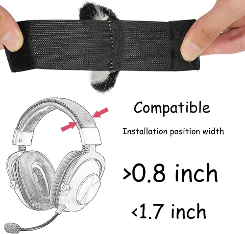 Vista 6 de RUKUHOT Bonito accesorio para auriculares con orejas de gato, diseño ajustable para auriculares Logitech G PRO HypreX Cloud/Cloud Flight y más