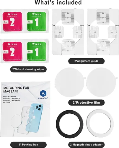 Vista 7 de Anillos adaptadores magnéticos 2 piezas compatibles con MagSafe, para Kindle Pop Socket Magnetic, para accesorios Magsafe y carga inalámbrica